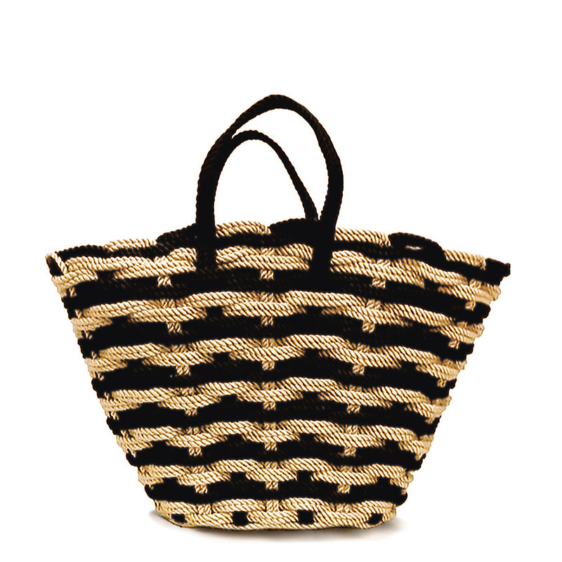 Nissi Beach Bag Woven Camel Black